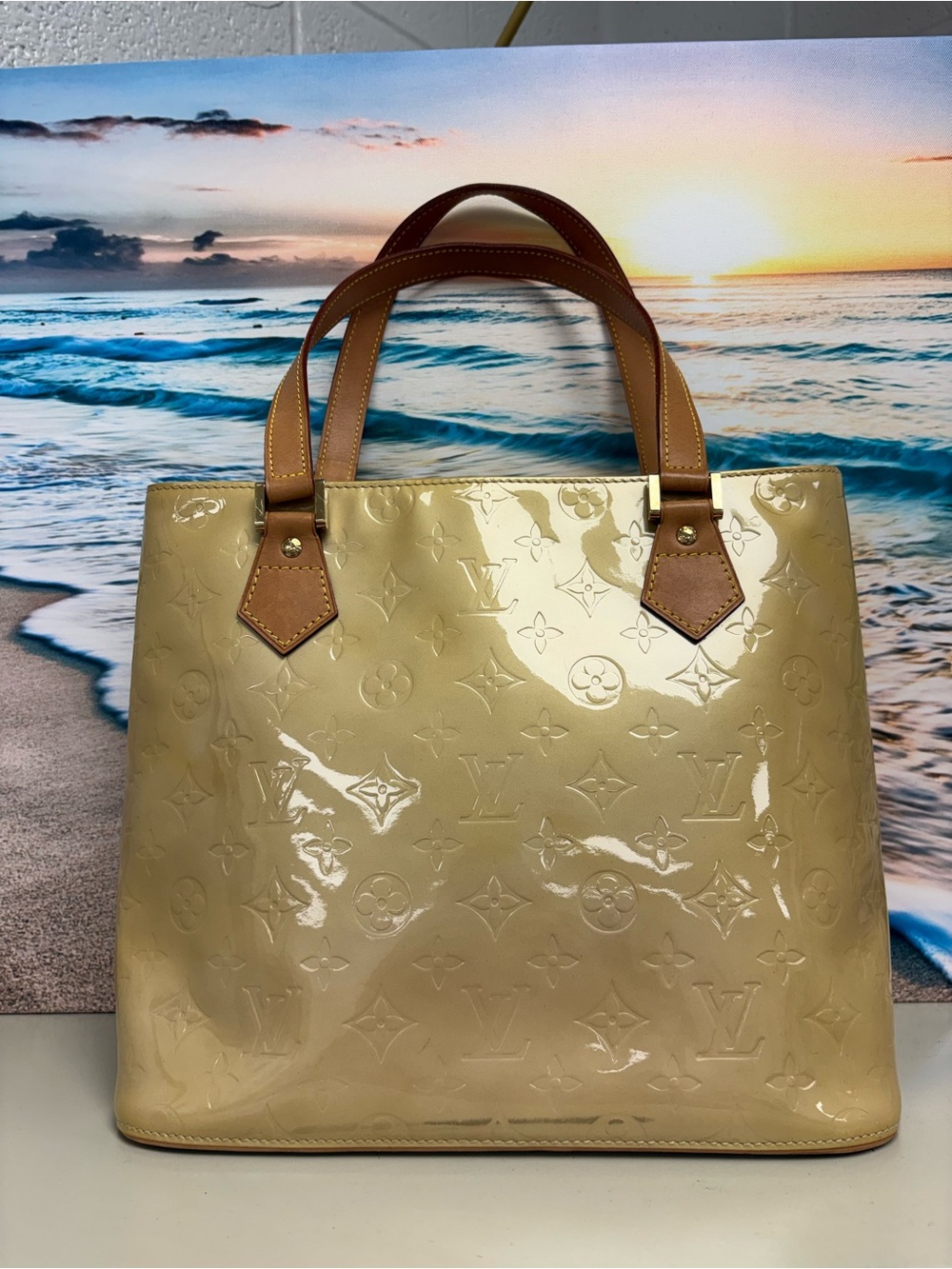 Louis Vuitton Vintage 2001 Monogram Vernis Houston Tote Bag Clean Lining Auth